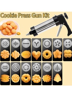 AirYoung Cookie Press, Stainless Steel Cookie Press Set with 13 Cookie Trays and 8 Frosting Nozzles, Cookie Press for Making and Decorating Cookie Sets, Buttercream Framing Gun Baking Molds  - Image 2