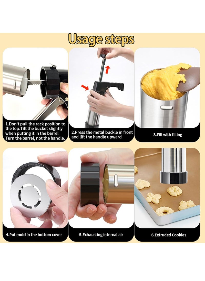 AirYoung - Cookie Press, Stainless Steel Cookie Press Set with 13 Cookie Trays and 8 Frosting Nozzles, Cookie Press for Making and Decorating Cookie Sets, Buttercream Framing Gun Baking Molds - Image 1