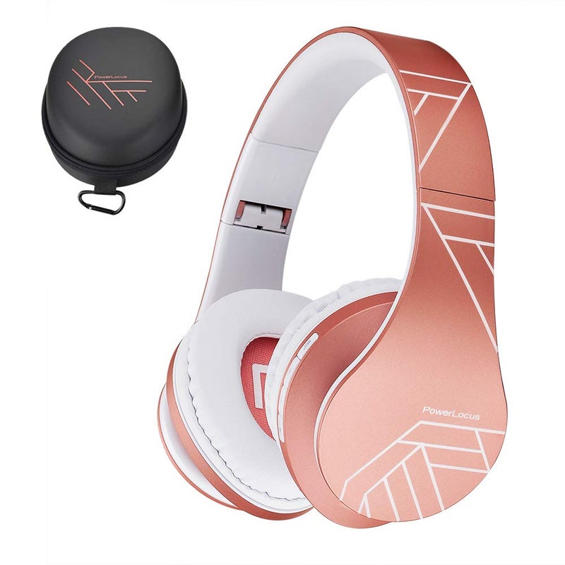 PowerLocus Bluetooth OverEar Headphones Wireless Stereo Foldable Headphones Wireless and Wired Headsets with Builtin Mic Micro SDTF FM for iPhoneSamsungiPadPC Rose Gold - Image 2