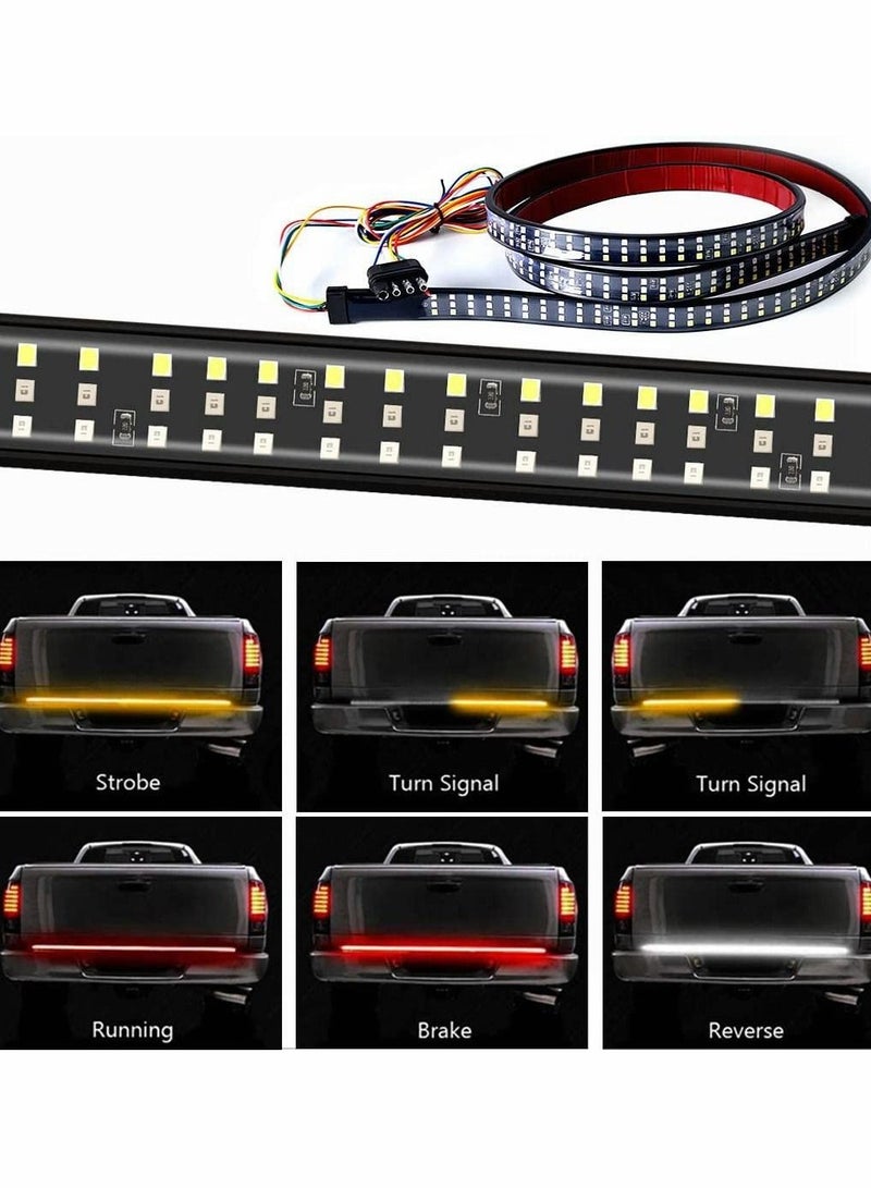 Triple Row Tailgate Light Bar,60 Inch Waterproof LED Strip with 4-Way Flat Connector Wire for Trucks Full Function Running Brake Turn Signal Reverse 432 Pcs Chips - Image 1