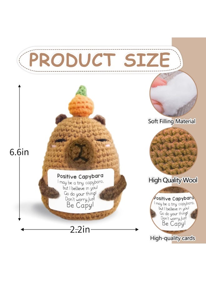 fantasize Positive Crochet Capybara Inspirational Gifts, Handmade Capybara Plush Emotional Uplifting Support Animals Decor, Cute Birthday Gifts for Women Men Coworker - Image 4
