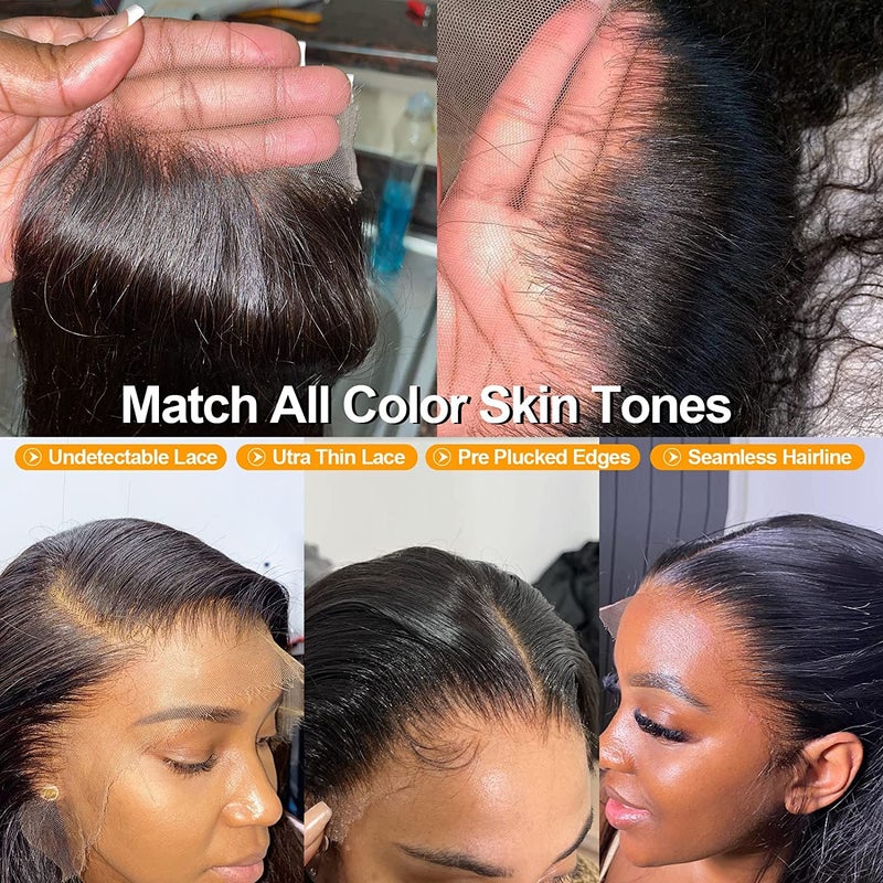GYAJEP 14 Inch 13x6 Lace Frontal Body Wave HD Transparent Frontal Ear to Ear 13x6 Lace Frontal Closure With Baby Hair Free Part 100% Virgin Human Hair Closure Natural Hairline 150% Density - Image 5