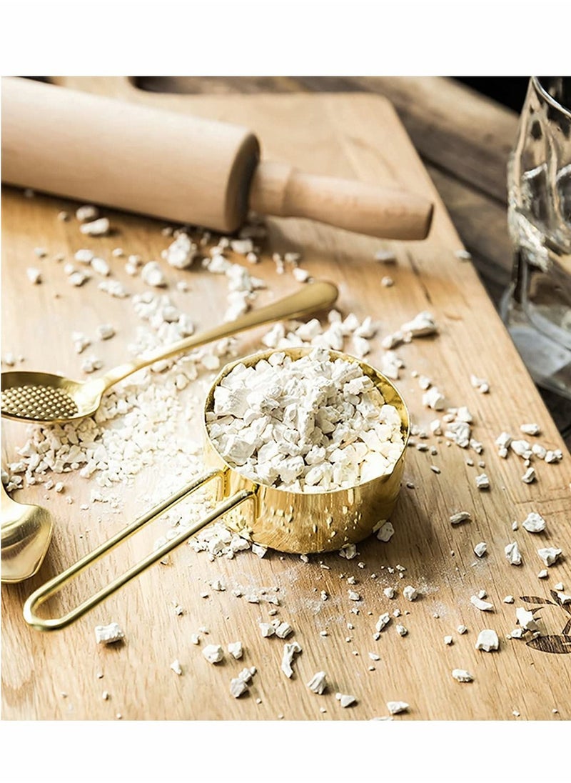Excefore - Gold Measuring Cups and Spoons Set, 9 PCS Metal Measuring Cups and Metal Measuring Spoons Set Baking Tea Coffee Spoon Measuring Tools - Image 1