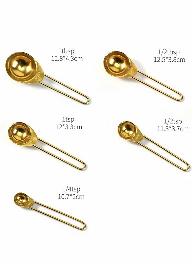 Excefore - Gold Measuring Cups and Spoons Set, 9 PCS Metal Measuring Cups and Metal Measuring Spoons Set Baking Tea Coffee Spoon Measuring Tools - Image 1