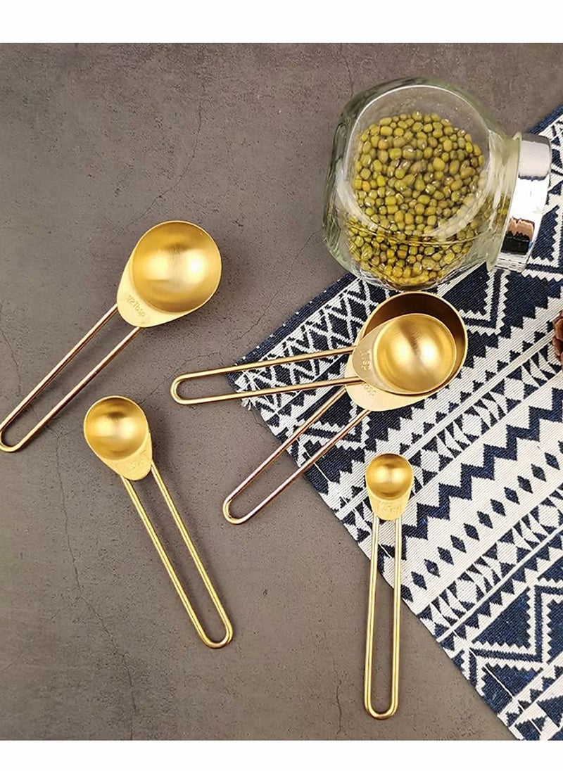 Excefore - Gold Measuring Cups and Spoons Set, 9 PCS Metal Measuring Cups and Metal Measuring Spoons Set Baking Tea Coffee Spoon Measuring Tools - Image 1