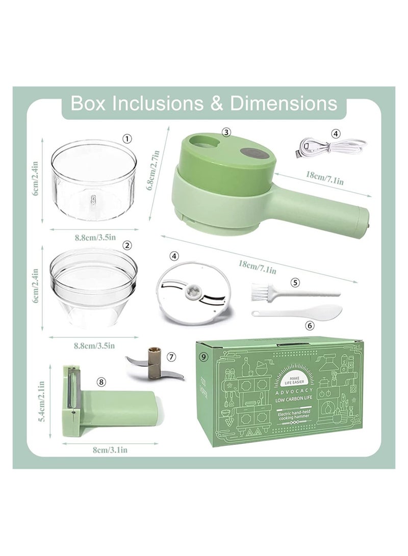 4 in 1 Handheld Electric Vegetable Cutter Set, Portable Mini Wireless Food Processor with Brush, Gatling Vegetable Cutter Electric Garlic Chopper for Garlic Pepper Chili Onion Celery Ginger Meat - Image 2