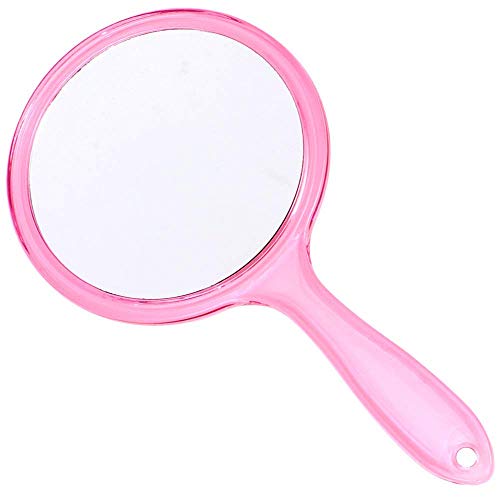 TOPYHL Makeup Hand Mirror DoubleSided 3X 1x Magnifying Large Travel Handheld Mirror Cosmetic Mirror Acrylic Clear Finish Round Mirror Pink - Image 2