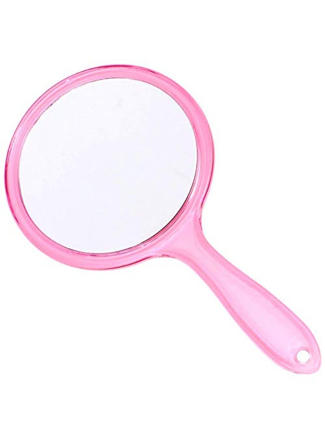 TOPYHL Makeup Hand Mirror DoubleSided 3X 1x Magnifying Large Travel Handheld Mirror Cosmetic Mirror Acrylic Clear Finish Round Mirror Pink - Image 1
