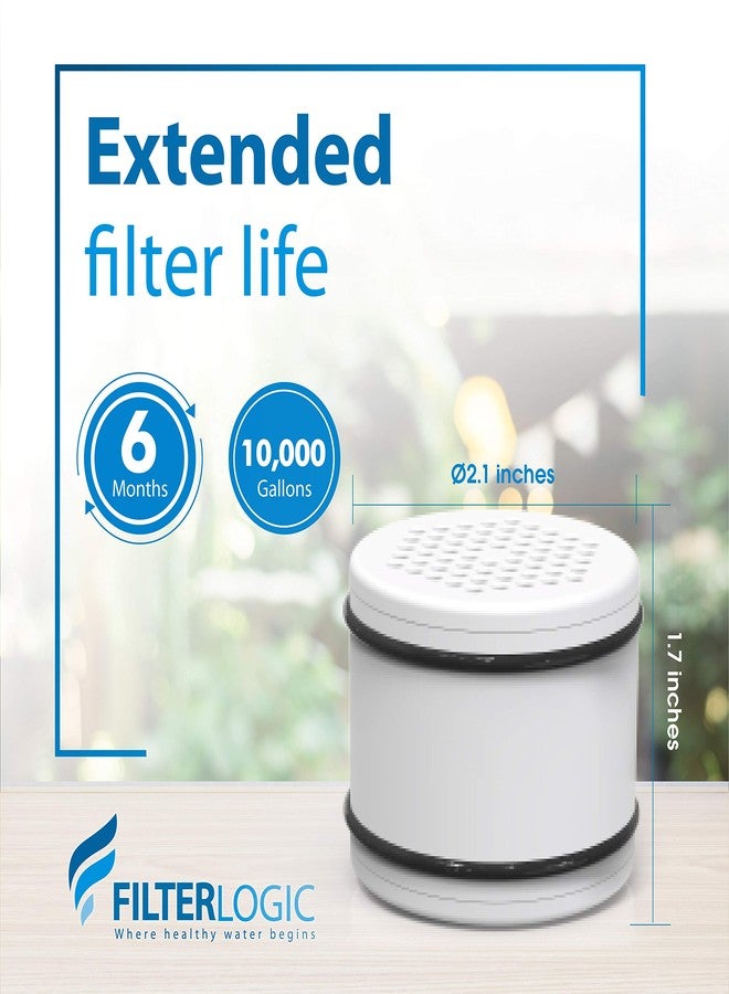Filterlogic فلتر لوجيك WHR-140 بديل لفلتر الدش Culligan® WHR-140، WSH-C125، ISH-100، HSH-C135، فلتر مياه رأس الدش، مع مادة ترشيح KDF المتقدمة، 3 عبوات - Image 3