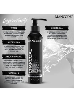 MAN CODE Mancode Charcoal Hair Shampoo For Men Infused With Activated Charcoal Helps To Deep Cleanse Soothe Scalp Repair Dry & Damaged Hair 200Ml  - Image 4