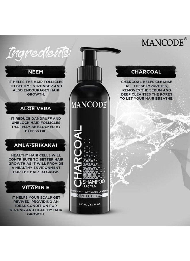 MAN CODE Mancode Charcoal Hair Shampoo For Men Infused With Activated Charcoal Helps To Deep Cleanse Soothe Scalp Repair Dry & Damaged Hair 200Ml  - Image 4