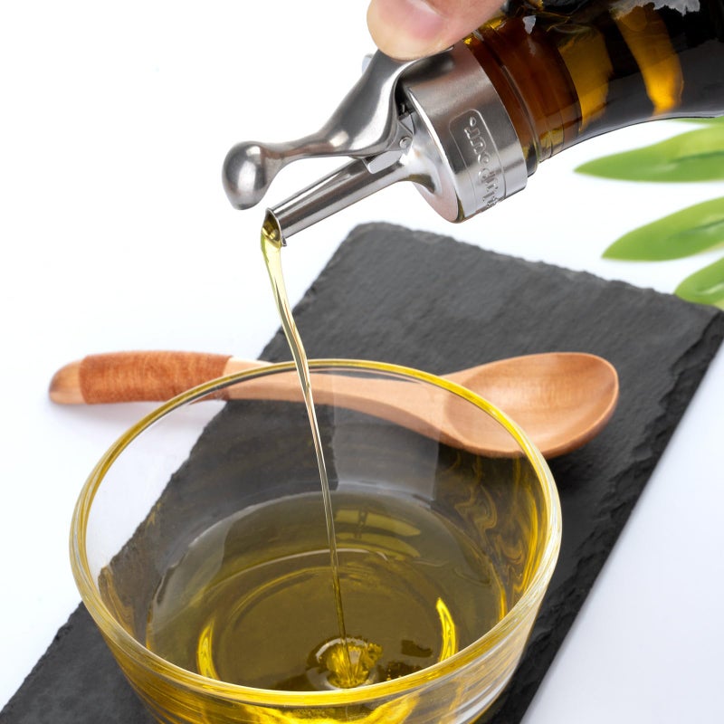 Lu-lupour 500ml Green Olive Oil Dispenser Bottle,17oz Glass Oil and Vinegar Cruet with Pourers and Funnel,Oil Bottles for Kitchen, Dispenser Bottle with Drip Free Spouts - Image 5
