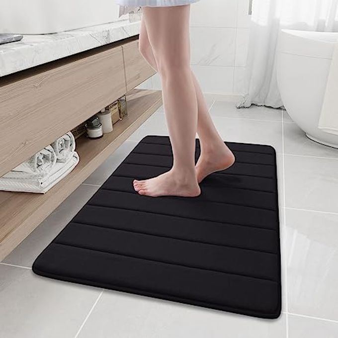 MEMORY FOAM BATH MAT 354 X 24 ULTRA SOFT AND NONSLIP BATHROOM RUGS WATER ABSORBENT AND MACHINE WASHABLE BATH RUG RUNNER FOR BATHROOM SHOWER AND TUB BLACK