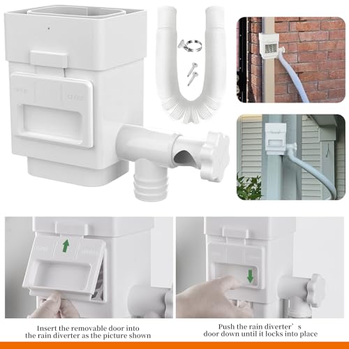 Anivia Rainwater Collection System, Downspout Diverter Fits for 2x3 or 3x4 Inch Standard Downspouts, Rain Barrel Diverter Kit with Adjustable Valve and Filter. 5ft Hose - White - Image 5