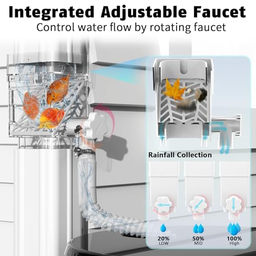 Anivia Rainwater Collection System, Downspout Diverter Fits for 2x3 or 3x4 Inch Standard Downspouts, Rain Barrel Diverter Kit with Adjustable Valve and Filter. 5ft Hose - White - Image 3