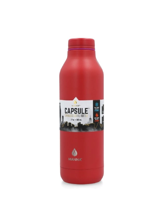 MANNA Capsule Powder Poppy Durable Stainless Steel Water Bottle Red 502 ml AC44077 - Image 3