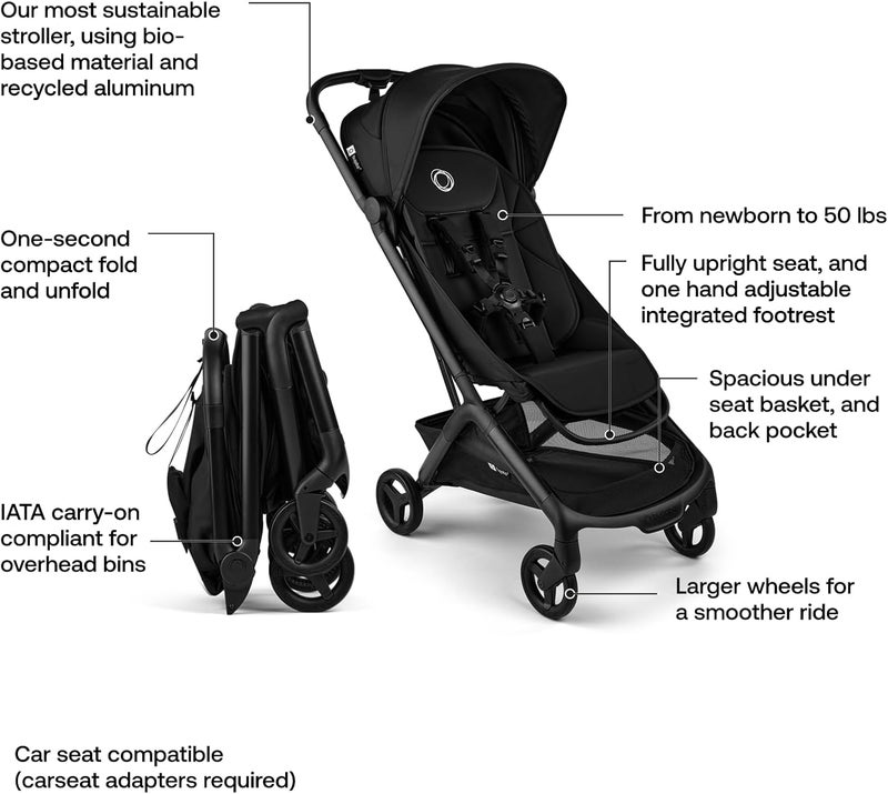 Bugaboo عربة السفر بوجابو باترفلاي 2 - تصميم فائق الصغر وخفيف الوزن وصديق للطائرات باللون الأسود - Image 3