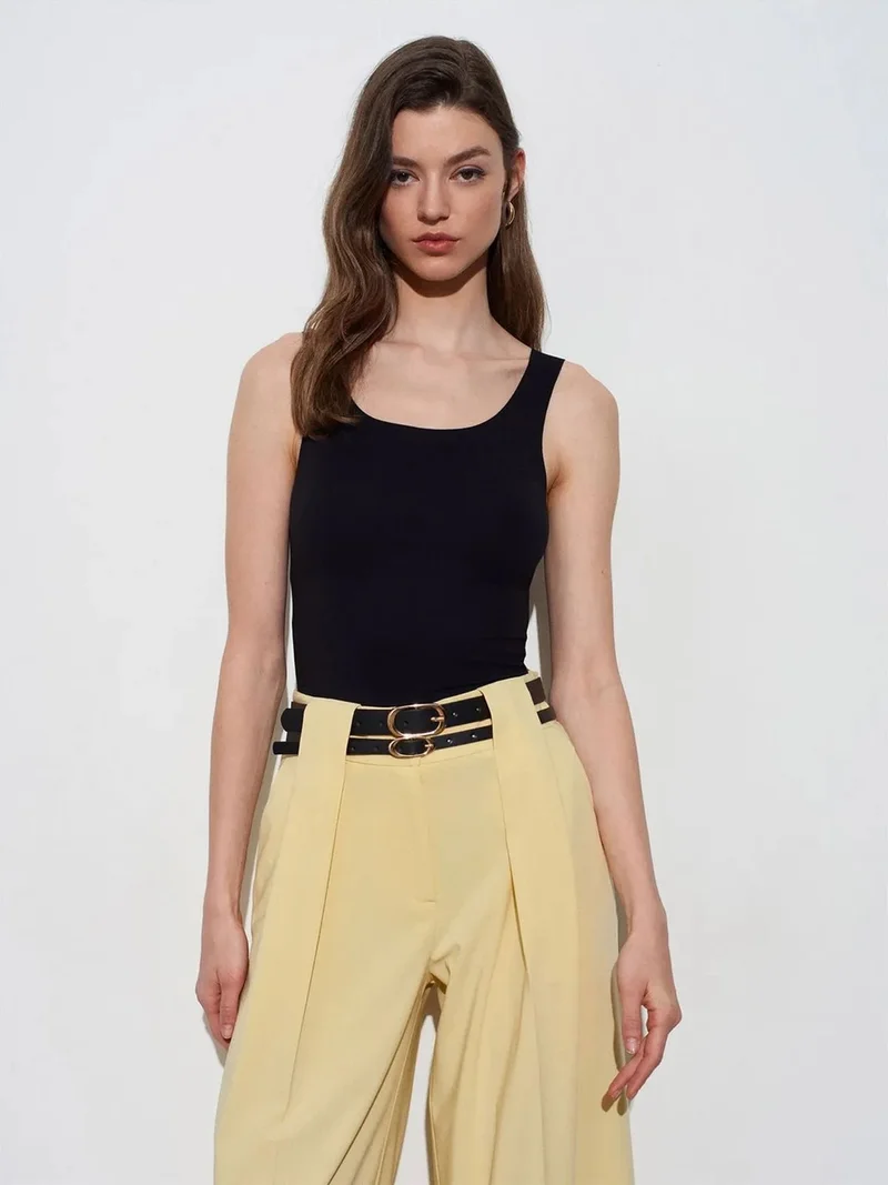 Dilvin DILVIN Fitted Sleeveless Cotton-blend Cami Blouse