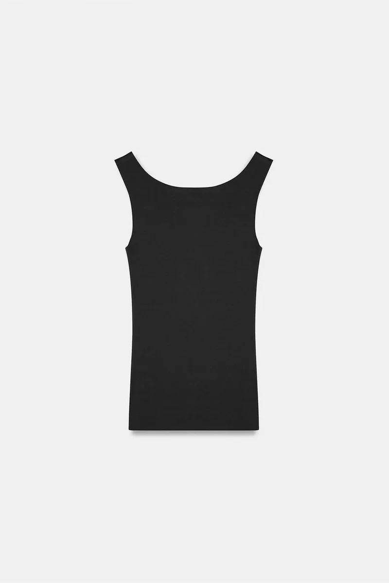Dilvin Black DILVIN Fitted Sleeveless Cotton-blend Cami Blouse for Women | Best Price UAE