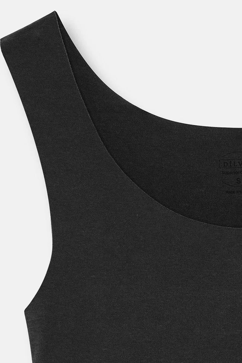 Dilvin Black DILVIN Fitted Sleeveless Cotton-blend Cami Blouse for Women | Best Price UAE