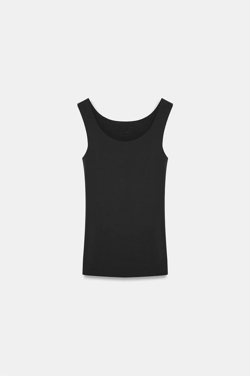 Dilvin Black DILVIN Fitted Sleeveless Cotton-blend Cami Blouse for Women | Best Price UAE