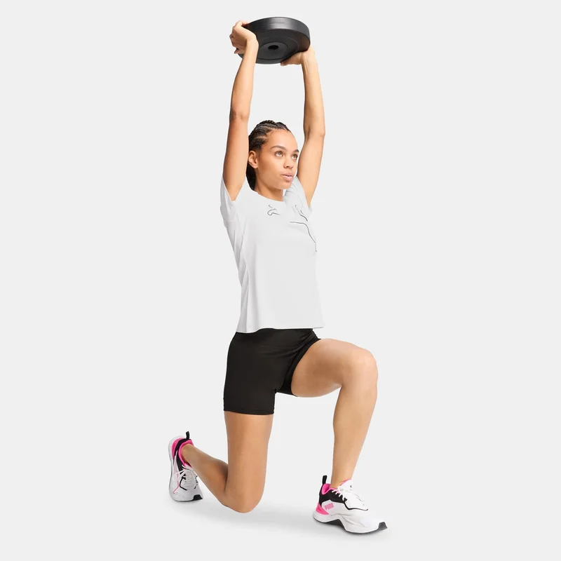 Puma White Women's Train All Day Logo Training T-Shirt for Women | Best Price UAE