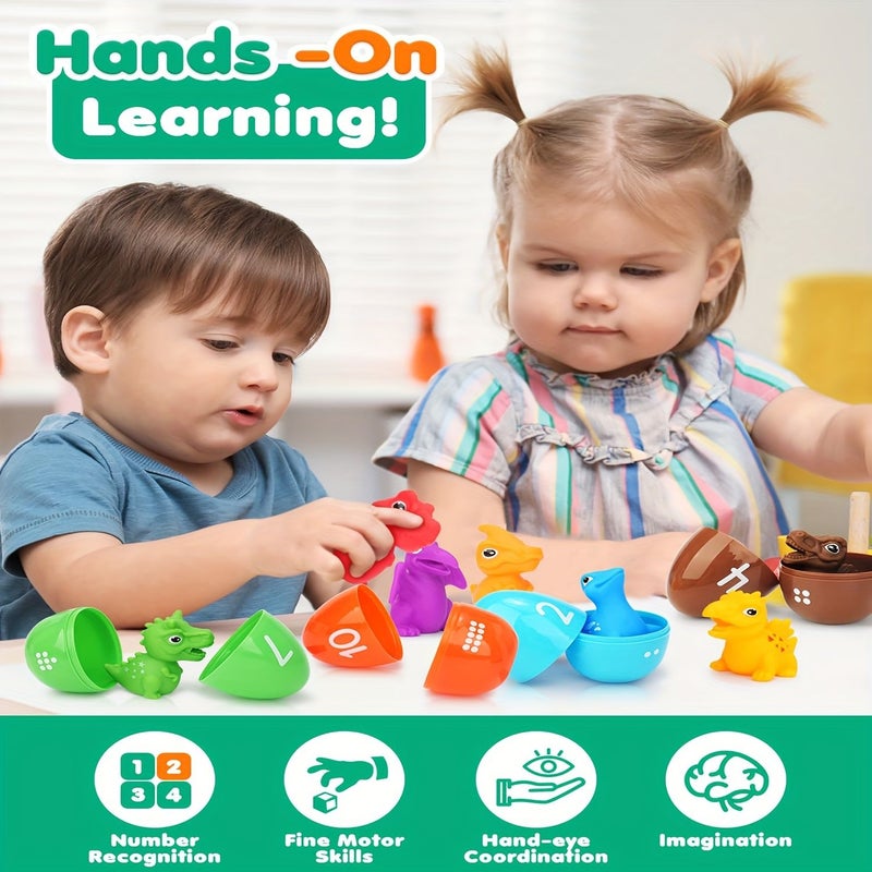 Number Matching Educational Toy 10 Dinosaur Eggs And 10 Dinosaurs Model 1125A Fine Motor Skills Easter Gift For Kids Age 3 Plus - Image 4