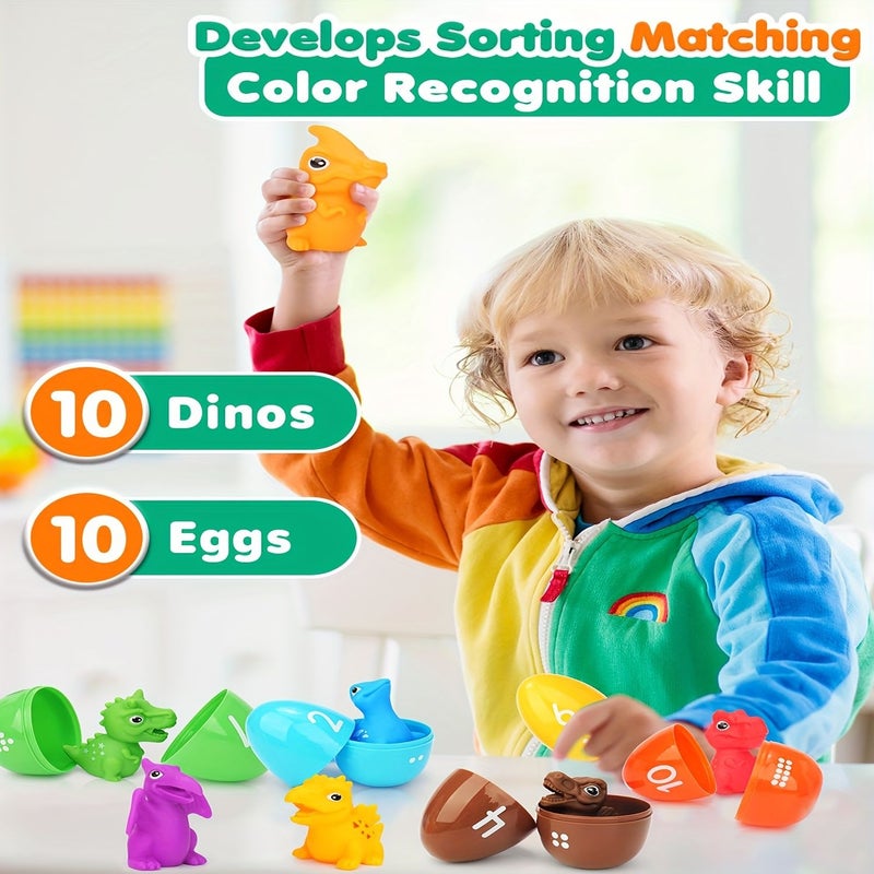 Number Matching Educational Toy 10 Dinosaur Eggs And 10 Dinosaurs Model 1125A Fine Motor Skills Easter Gift For Kids Age 3 Plus - Image 2