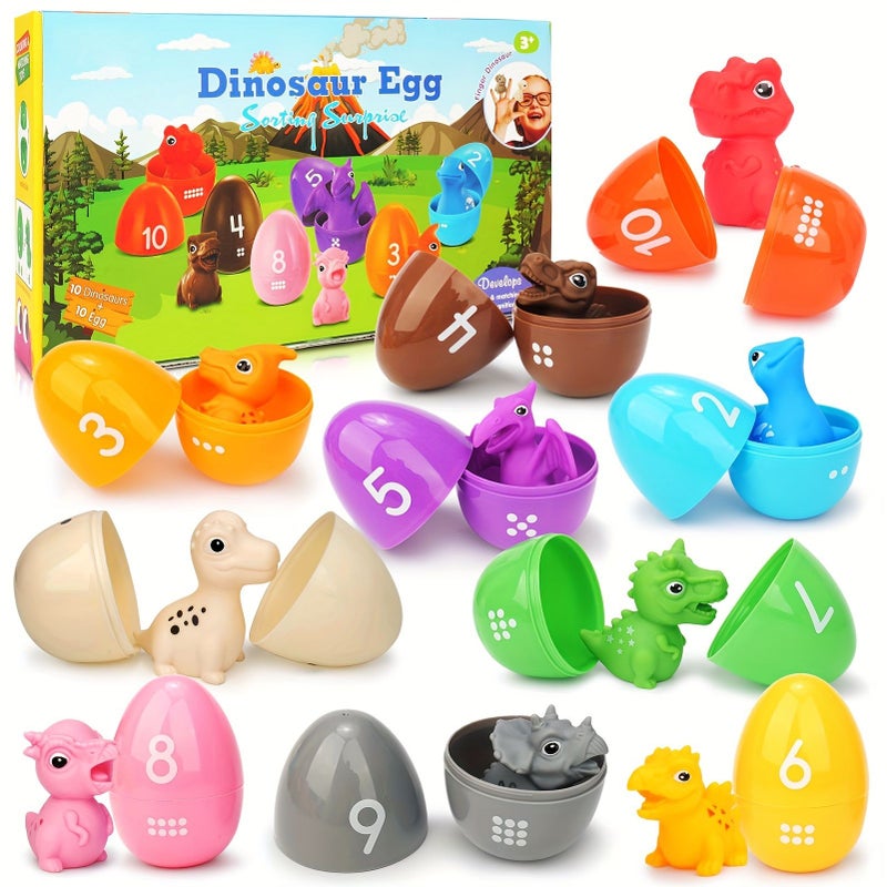 Number Matching Educational Toy 10 Dinosaur Eggs And 10 Dinosaurs Model 1125A Fine Motor Skills Easter Gift For Kids Age 3 Plus - Image 3