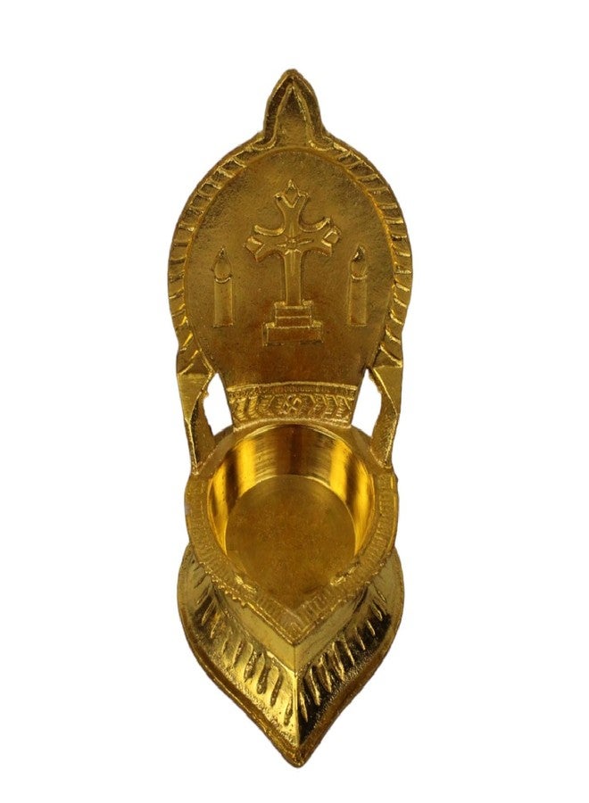 Putrika Traditional Handcrafted Brass Jesus Madha Vilakku |Christian Diya|Christian Religious Rituals and Prayer [Weight: 210gm][Height: 11cm](Cross) - Image 1