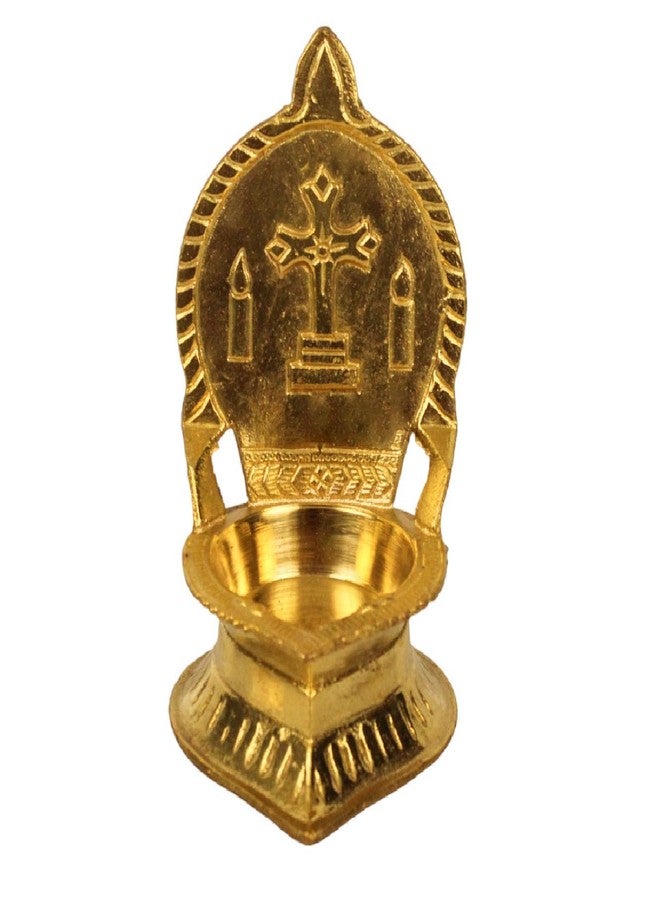 Putrika Traditional Handcrafted Brass Jesus Madha Vilakku |Christian Diya|Christian Religious Rituals and Prayer [Weight: 210gm][Height: 11cm](Cross) - Image 3