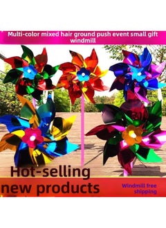 Generic Stall Push Sweep Code Small Gifts Outdoor Kindergarten Activities Gifts Plastic Flakes Small Windmill Manufacturers Postage-Color:Six-leaf Single-wheel Windmill (pattern Mixed Hair) 20 Pcs  - Image 2