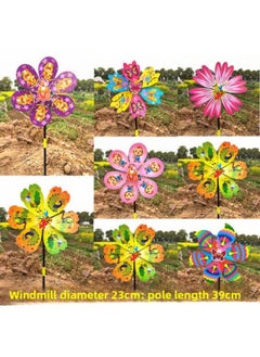 Generic Stall Push Sweep Code Small Gifts Outdoor Kindergarten Activities Gifts Plastic Flakes Small Windmill Manufacturers Postage-Color:Six-leaf Single-wheel Windmill (pattern Mixed Hair) 20 Pcs  - Image 1