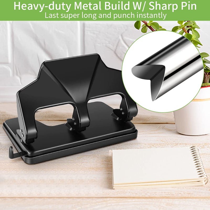 AFMAT 3 Hole Punch, 9/32" Holes Diameter, 40-Sheet Three Hole Punch, 50% Reduced Effort, 3 Hole Puncher for Binder w/Large Chip Tray, Heavy Duty Metal Paper Puncher for Home/Office/School, HP14 - Image 5
