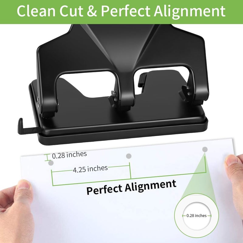 AFMAT 3 Hole Punch, 9/32" Holes Diameter, 40-Sheet Three Hole Punch, 50% Reduced Effort, 3 Hole Puncher for Binder w/Large Chip Tray, Heavy Duty Metal Paper Puncher for Home/Office/School, HP14 - Image 4