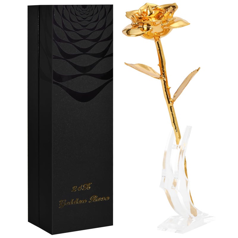 SW Gold Dipped Rose Real 24K Gold Rose Romantic Mom Gifts for Women Flower Love Romantic