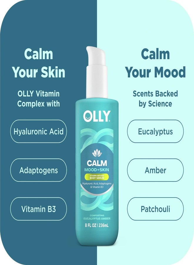 لوشن الجسم OLLY Calm - سيروم مع حمض الهيالورونيك، ومواد مُكيّفة، وفيتامين B3 - منظف مغذي لإصلاح حاجز البشرة، وترطيب عميق، برائحة الأوكالبتوس والعنبر، 8 أونصة - Image 3