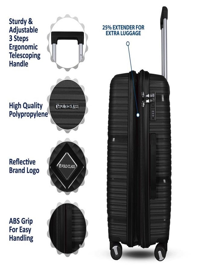 Polo Class Trolley Bag 24 INCH with Vanity Trolley Bag | Polypropylene Material with 360-Degree Rotating Wheels | Number Lock & Securitec Zipper -Black - Image 5