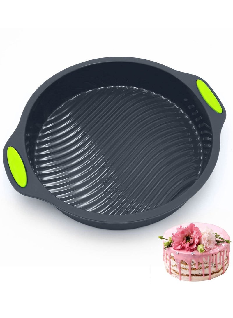 Excefore Silicone Baking Cake Mould, 9 Inch Non-Stick Cake Tin, Round Cake Pan Silicone Pan, Silicone Cake Moulds for Layer Cake Cheesecake Pies Pizza Birthday Party DIY - Image 1