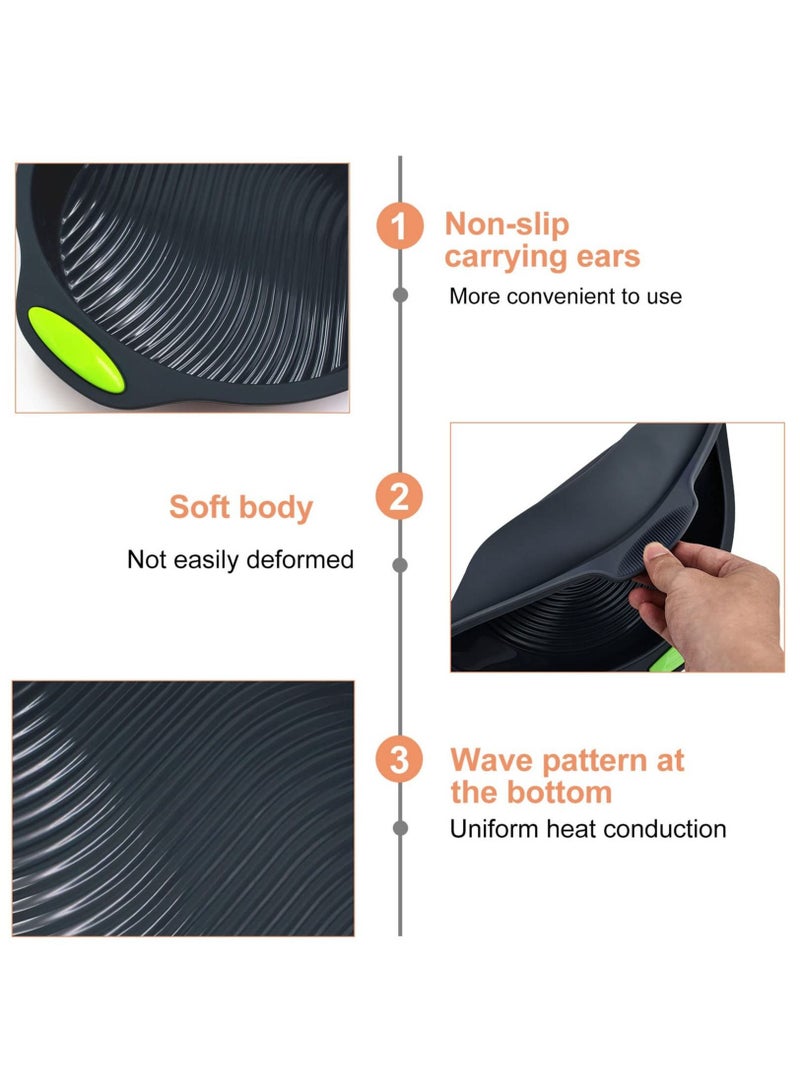 Excefore Silicone Baking Cake Mould, 9 Inch Non-Stick Cake Tin, Round Cake Pan Silicone Pan, Silicone Cake Moulds for Layer Cake Cheesecake Pies Pizza Birthday Party DIY - Image 2