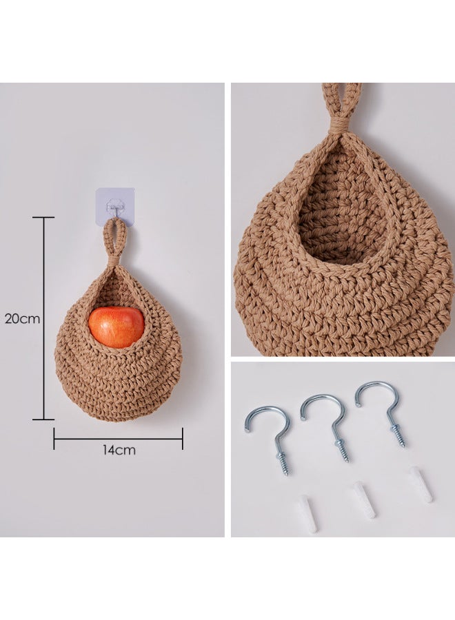 Wall-mounted Storage Net Bag, Wall-hanging Vegetable And Fruit Storage Basket, Water Drop-shaped Handmade Woven Wall Hanging Net Bag