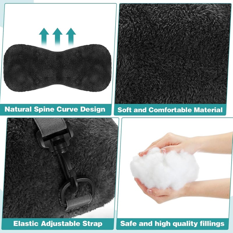 KASTWAVE Neck Pillow for Recliner, Bone Shaped Plush Headrest Cushion with Adjustable Strap, Ergonomic Support for Neck and Head, Comfortable Sherpa Fleece, Travel Car Airplane Chair Use, Black - Image 5