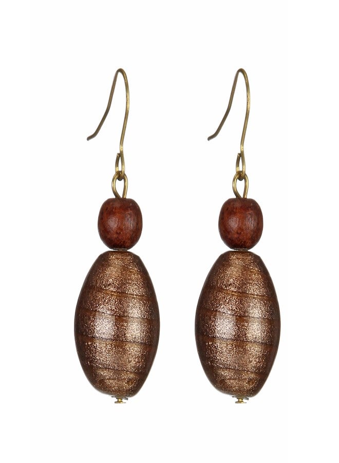 DCA Shiny Brown Glass Women Earrings (2051) - Image 1