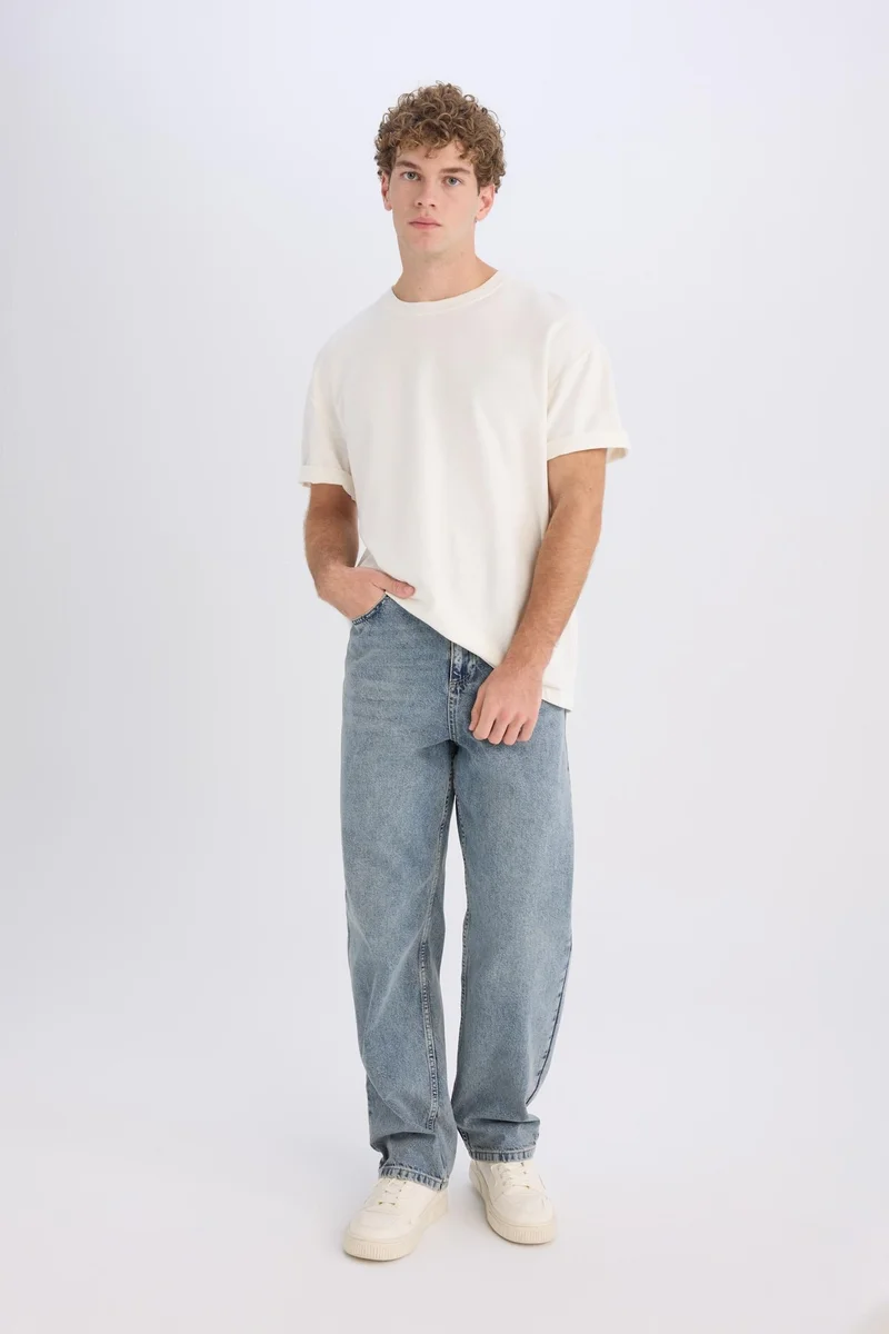 Defacto  Baggy Fit Wide Leg Washed Jeans for Men | Best Price UAE