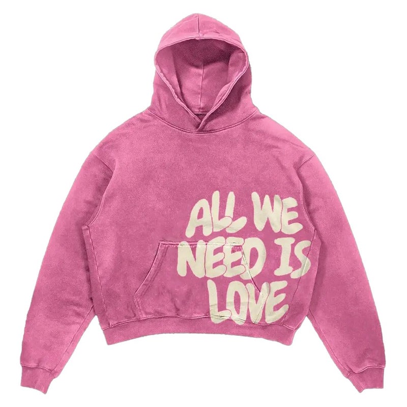 Dynict Unisex Y2K Colorful Sweatshirt Hip Hop Letter Print Oversize Hoodie Casual Baggy Harajuku Gothic Pullover Hoodie (Pink,Medium) - Image 1
