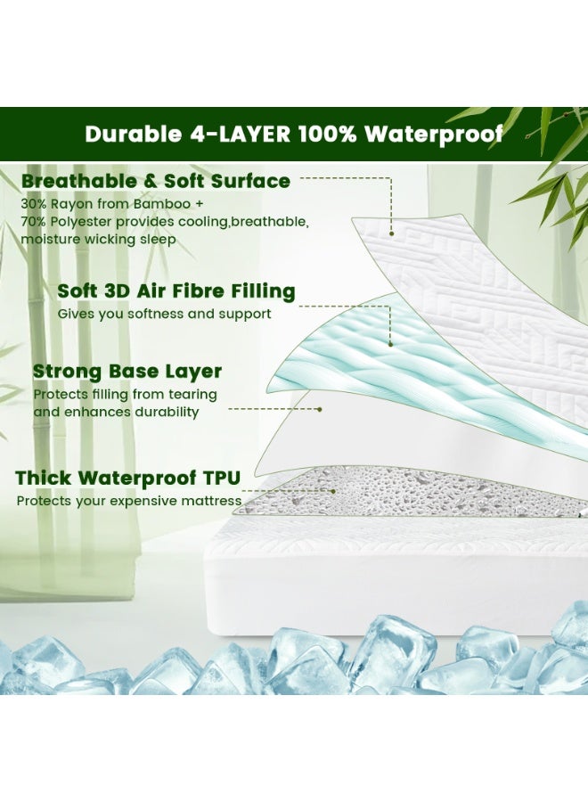 PHF واقي مرتبة كامل الحجم مقاوم للماء من PHF، تبريد Arc-Chill قابل للتنفس لمرتبات النوم الساخن، غطاء وسادة مرتبة ناعم 3D هواء، مزود بجيب عميق، بدون ضوضاء وقابل للغسل - Image 3