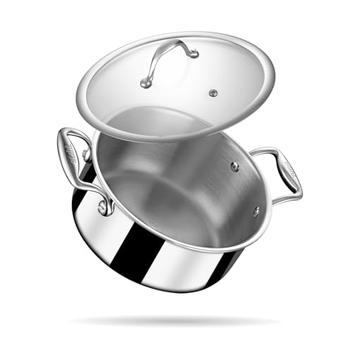 Stahl Artisan Triply 2.8 L, 20 cm Stainless Steel Sauce Pot | Casserole with Lid, Induction & Gas Stove Compatible, Briyani Pot/Handi (Serves 4-5 People) - Image 1