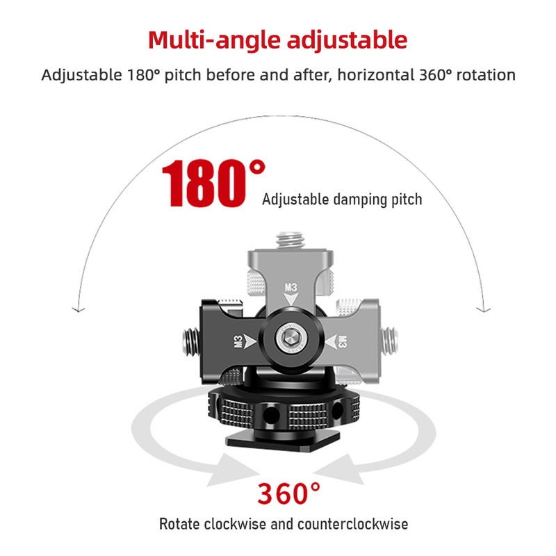 Camera Monitor Mount Cold Shoe Mount Adapter Aluminum Alloy with 1/4 Inch Screw for Mounting Camera Monitor Microphone LED Video Light - Image 5