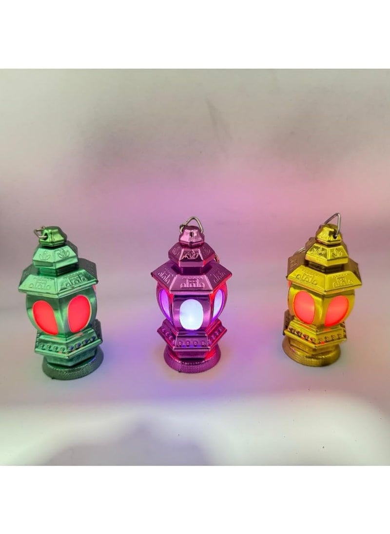 Generic Ramadan Lanterns Keychain Medallion Luminous Keychain for Kids and Adults Best Ramadan Gift 2pcs Multicolor  - Image 2
