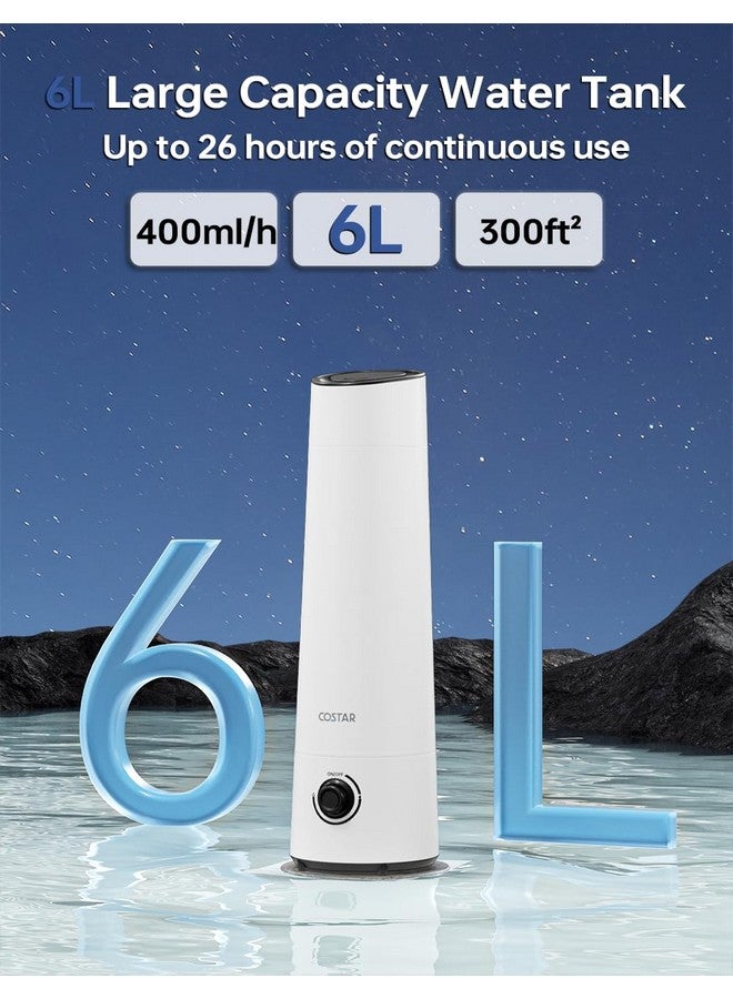 Costar Costar Humidifier for Room 6 Litres Cool Mist Ultrasonic Diffuser Large Capacity Water Tank Humidity Whisper-Quiet Cool Mist Humidifier,Top Fill, Auto-Shut off,Effective Cold & Cough Relief  - Image 2